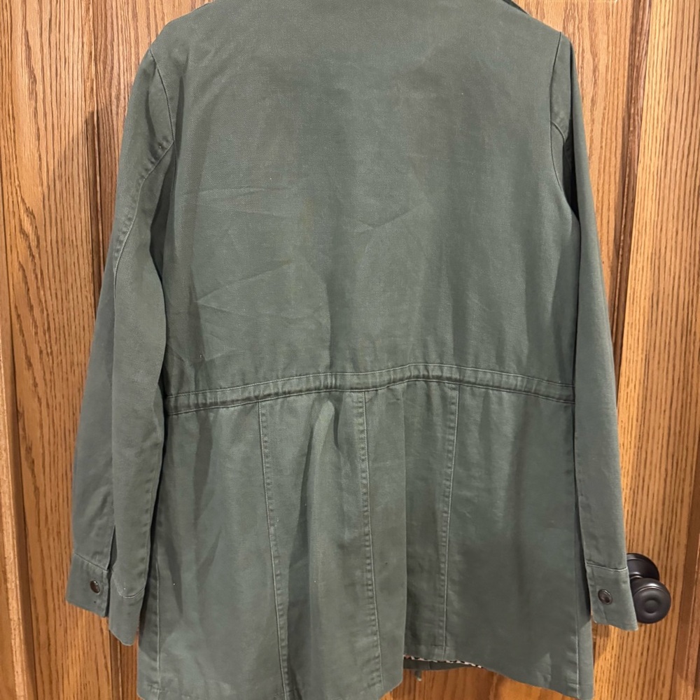 POL Studded Military Utility Jacket Olive Green Leopard L Large - Picture 5 of 7